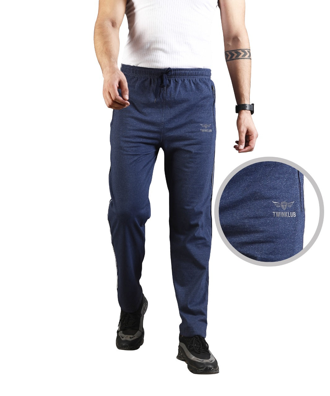 Premium Navy Track pants With side zip pockets TK705