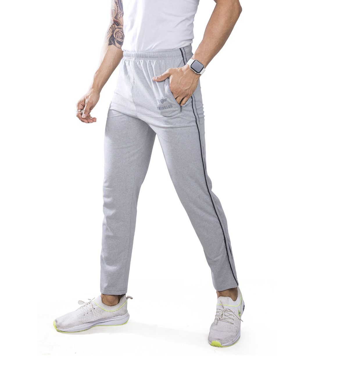 Premium  Grey Track Pant With side zip pockets TK705