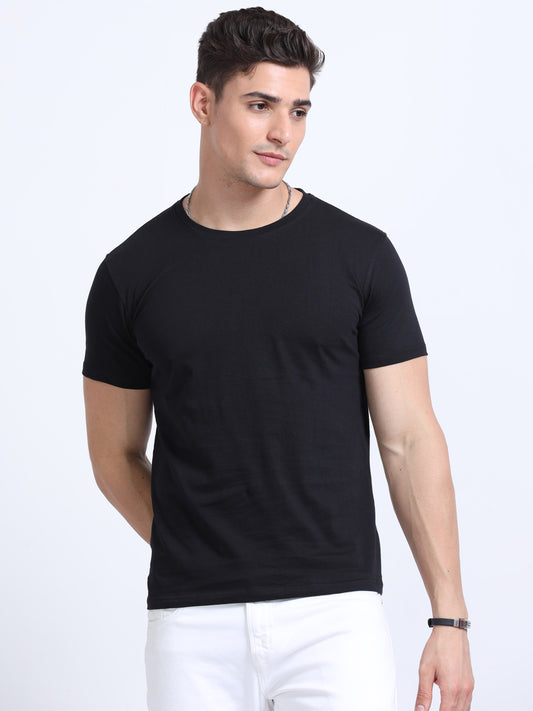 Classic Black Crew Neck T Shirt TK735