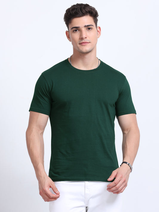 Classic Dark Green Crew Neck T Shirt TK735