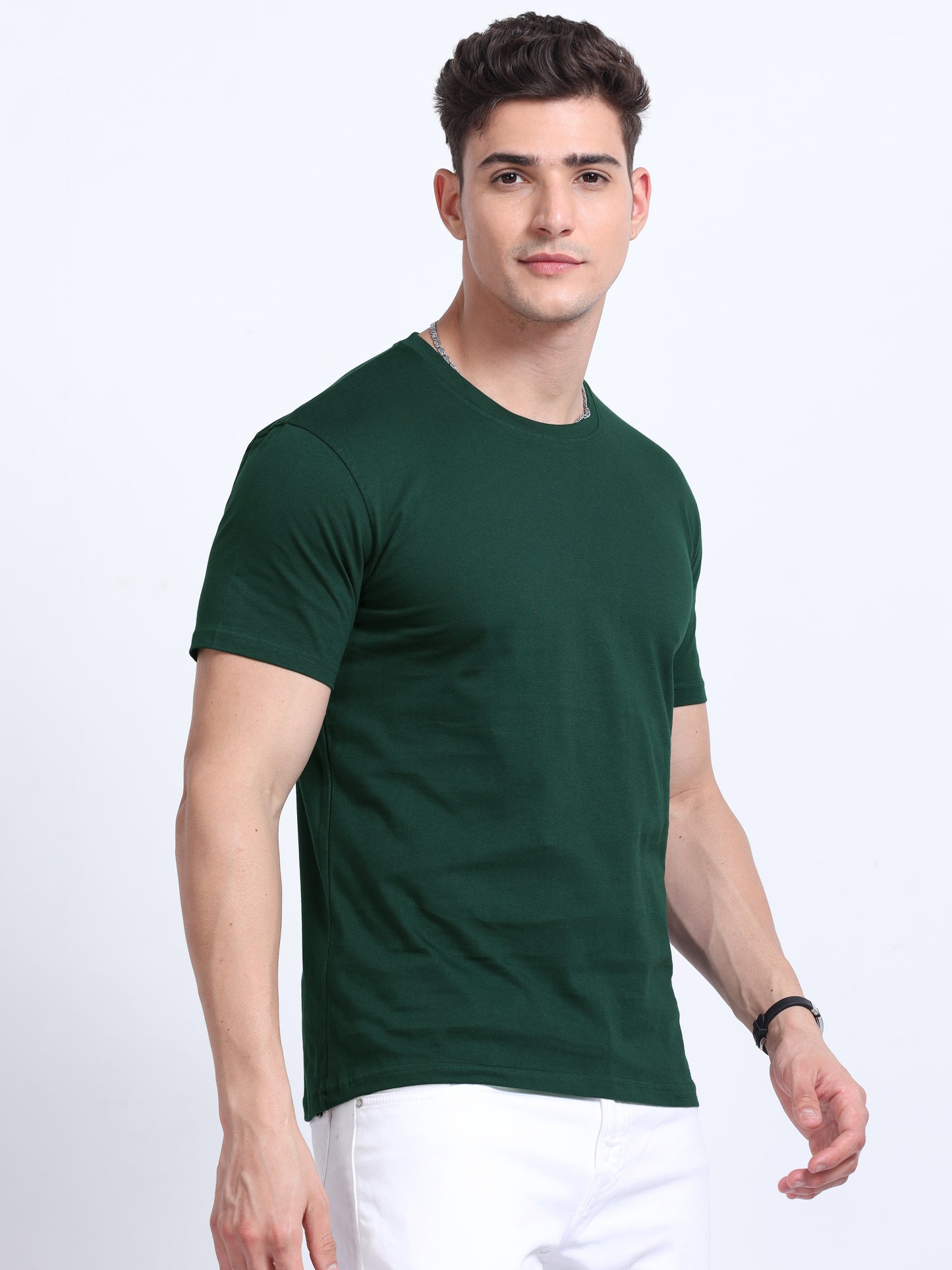 Classic Dark Green Crew Neck T Shirt TK735