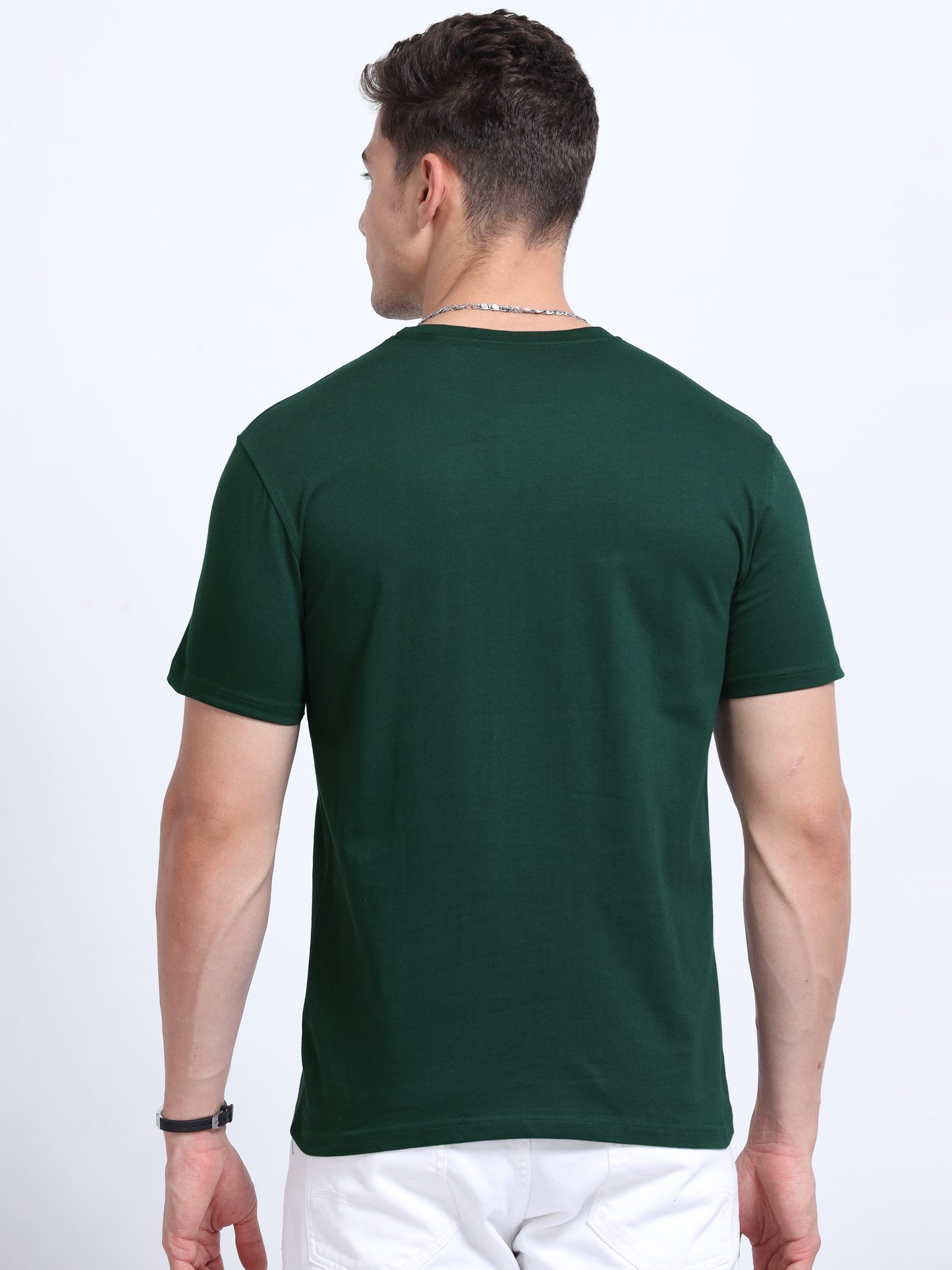 Classic Dark Green Crew Neck T Shirt TK735