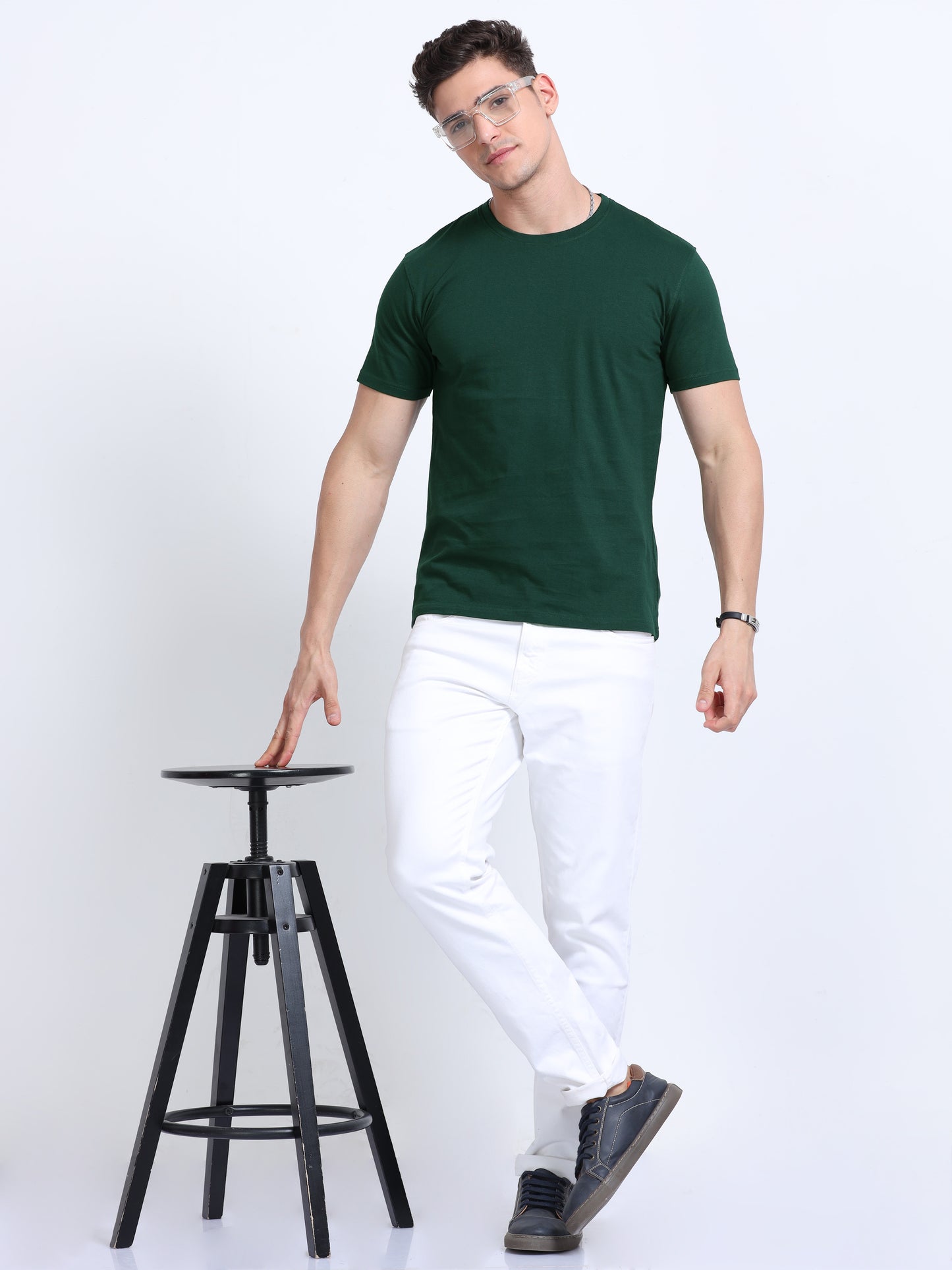 Classic Dark Green Crew Neck T Shirt TK735