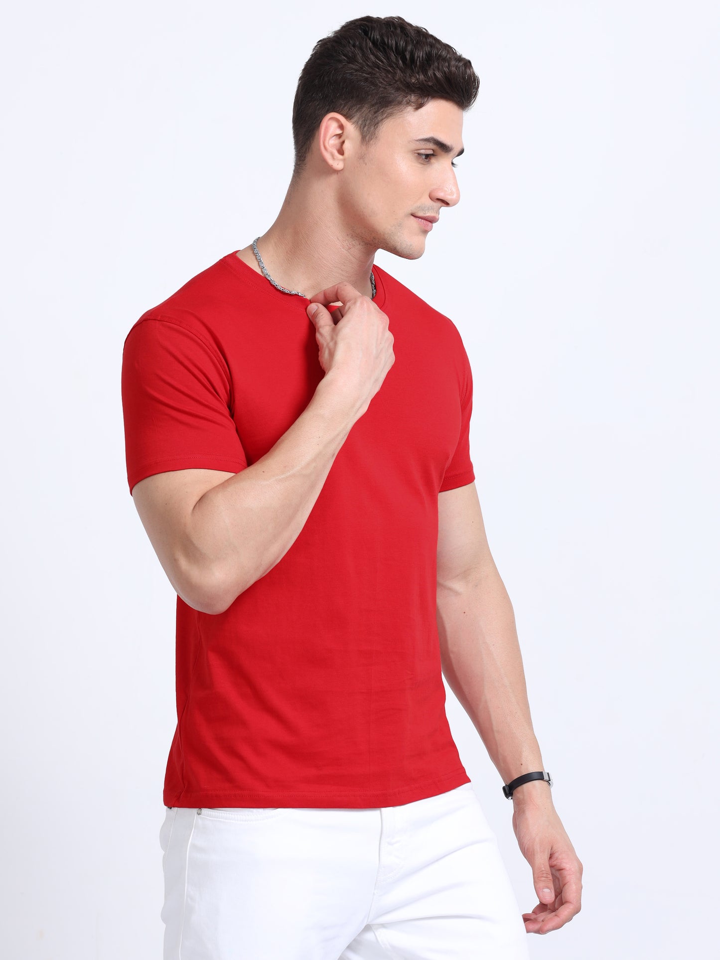 Classic Red Crew Neck T Shirt TK735