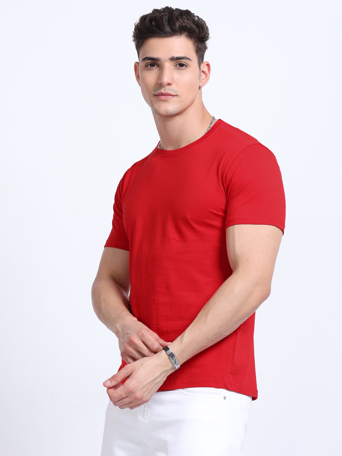 Classic Red Crew Neck T Shirt TK735