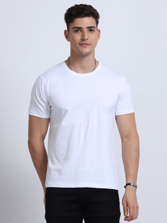 Classic White Crew Neck T Shirt TK735