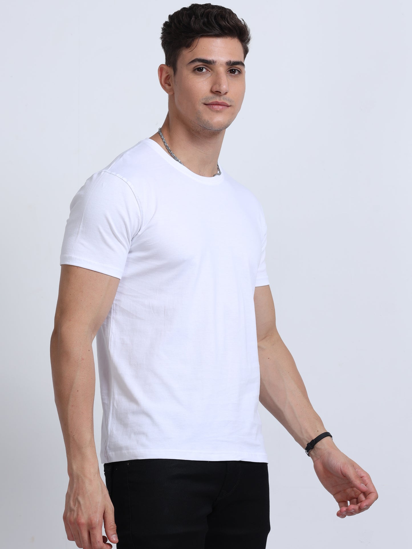 Classic White Crew Neck T Shirt TK735