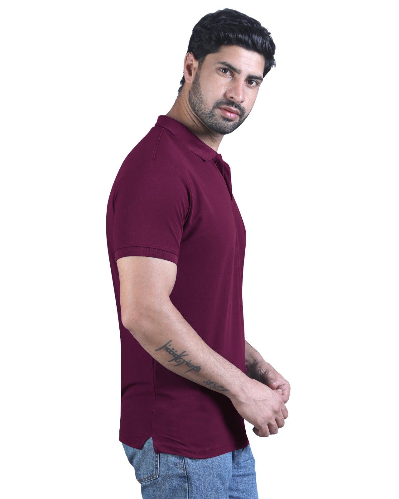 Mens Dry Fit Imperial Purple Polo Tees with Pocket TK710