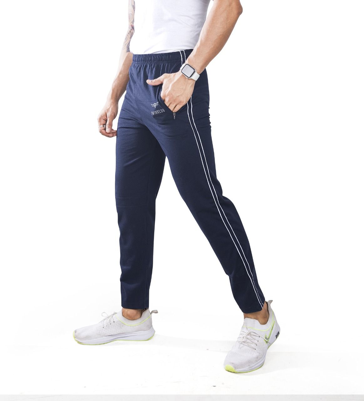 Premium Navy Track pants With side zip pockets TK705