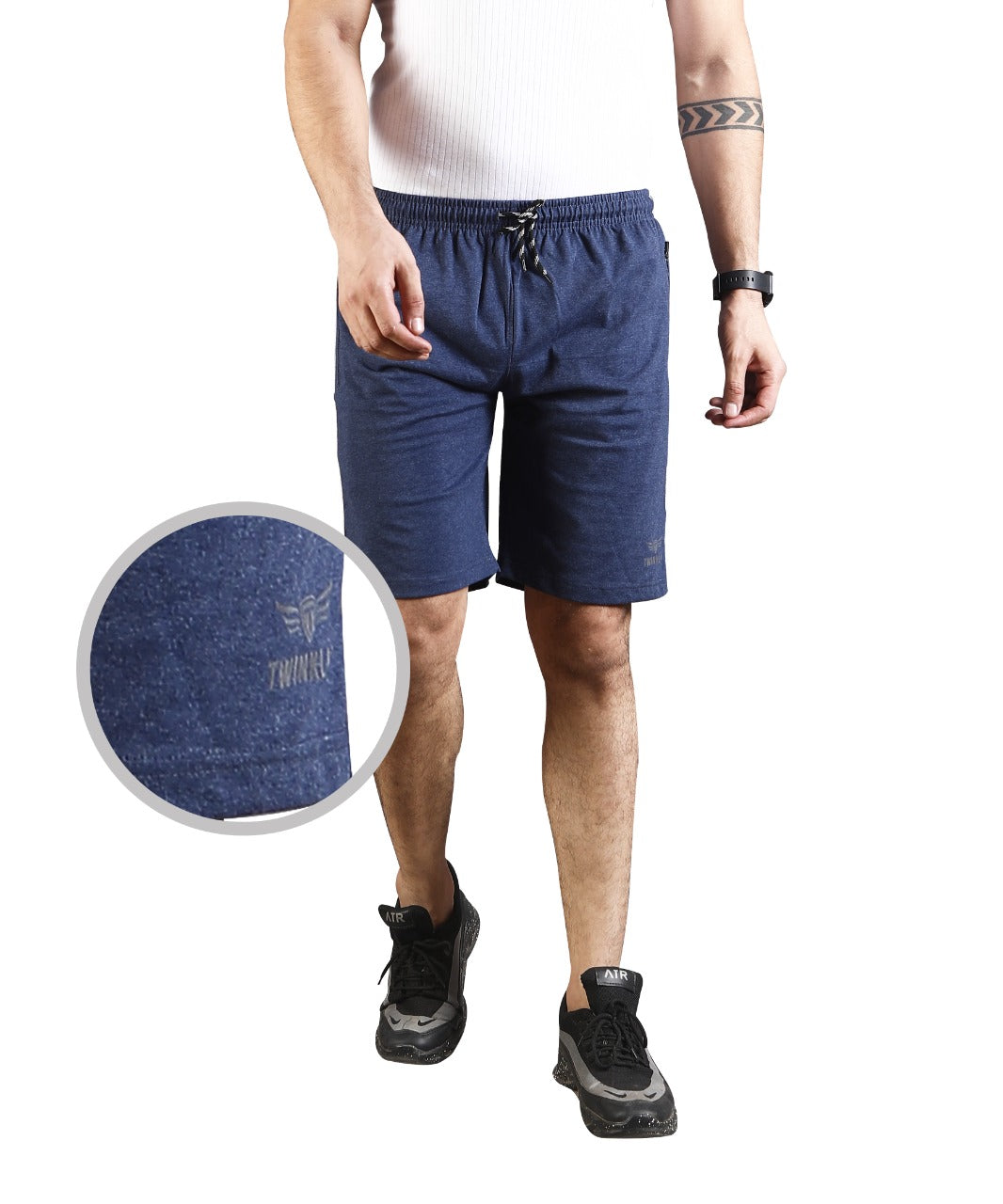 Mens Premium Navy Shorts With Zip Pockets TK703