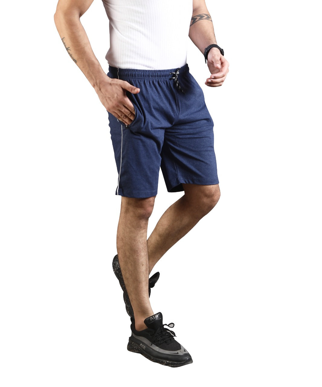 Mens Premium Navy Shorts With Zip Pockets TK703