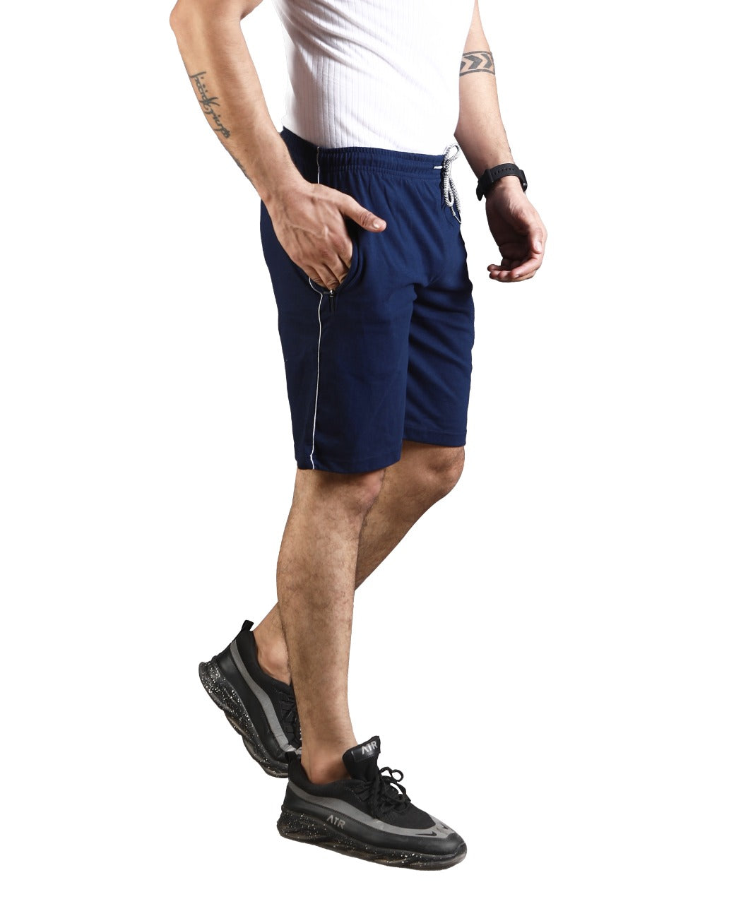 Mens Premium Navy Shorts With Zip Pockets TK703