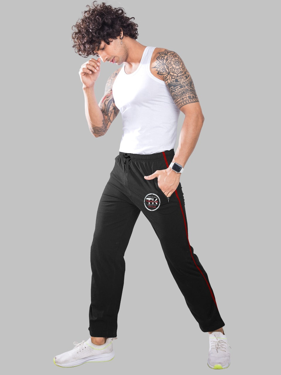 Premium Charcoal Regular fit Track pants With side zip pockets TK708