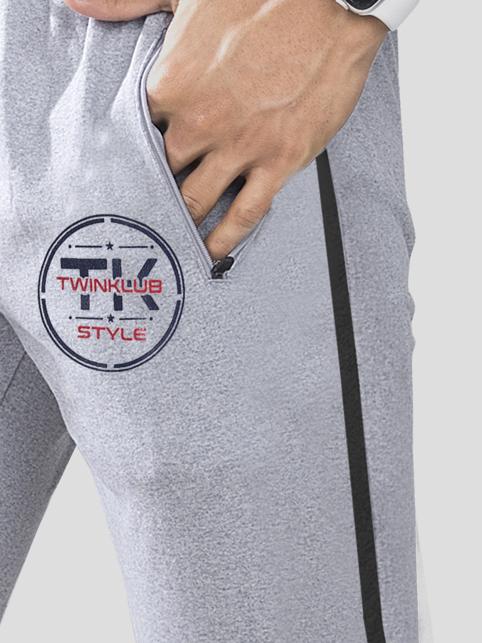 Premium Grey Regular fit Track pants With side zip pockets TK708