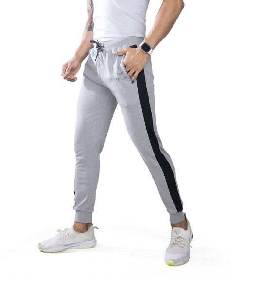 Premium Grey Melange Jogger Pants With side zip pockets TK702