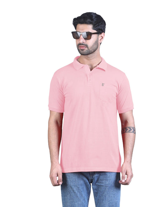 Mens Dry fit Blush Pink Polo Tees with Pocket TK710