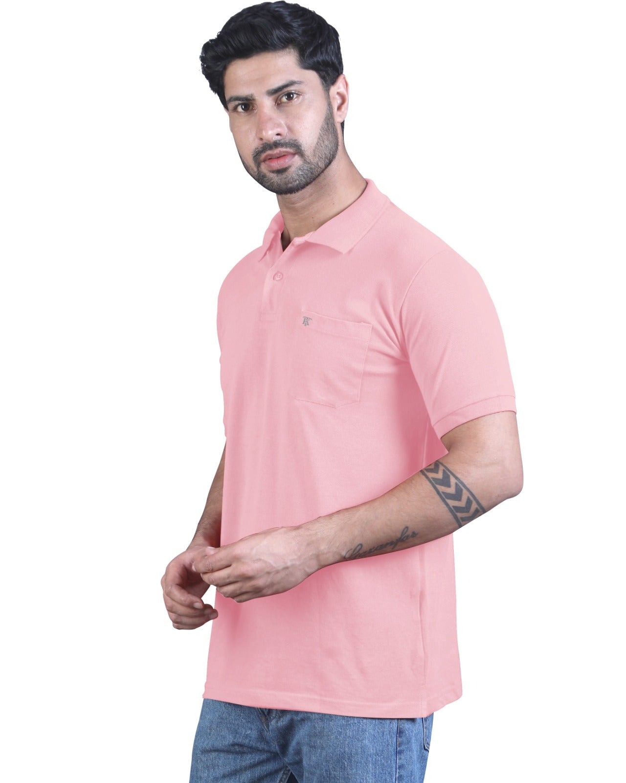 Mens Dry fit Blush Pink Polo Tees with Pocket TK710