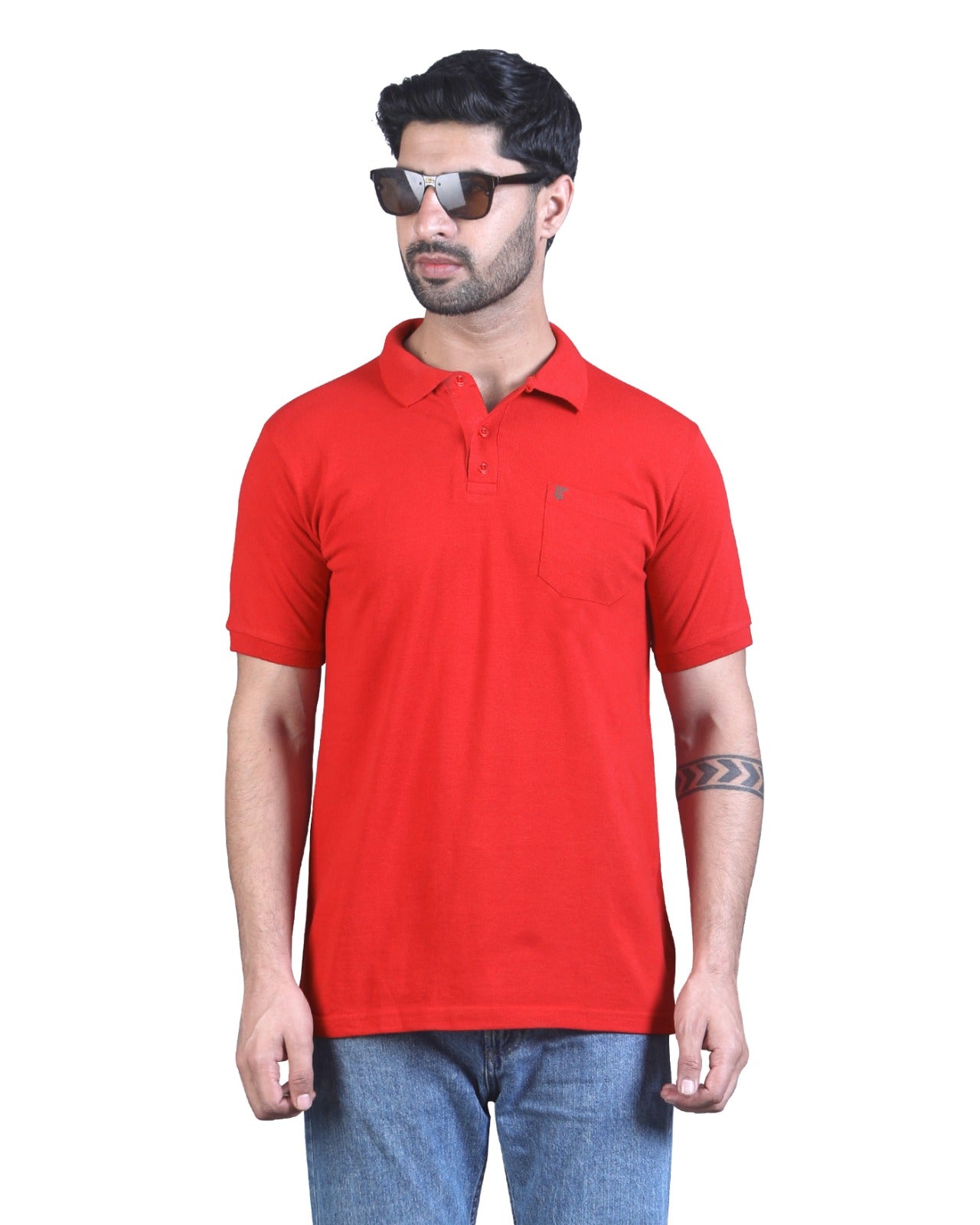 Mens Dry fit Scarleet Red Polo Tees with Pocket TK710