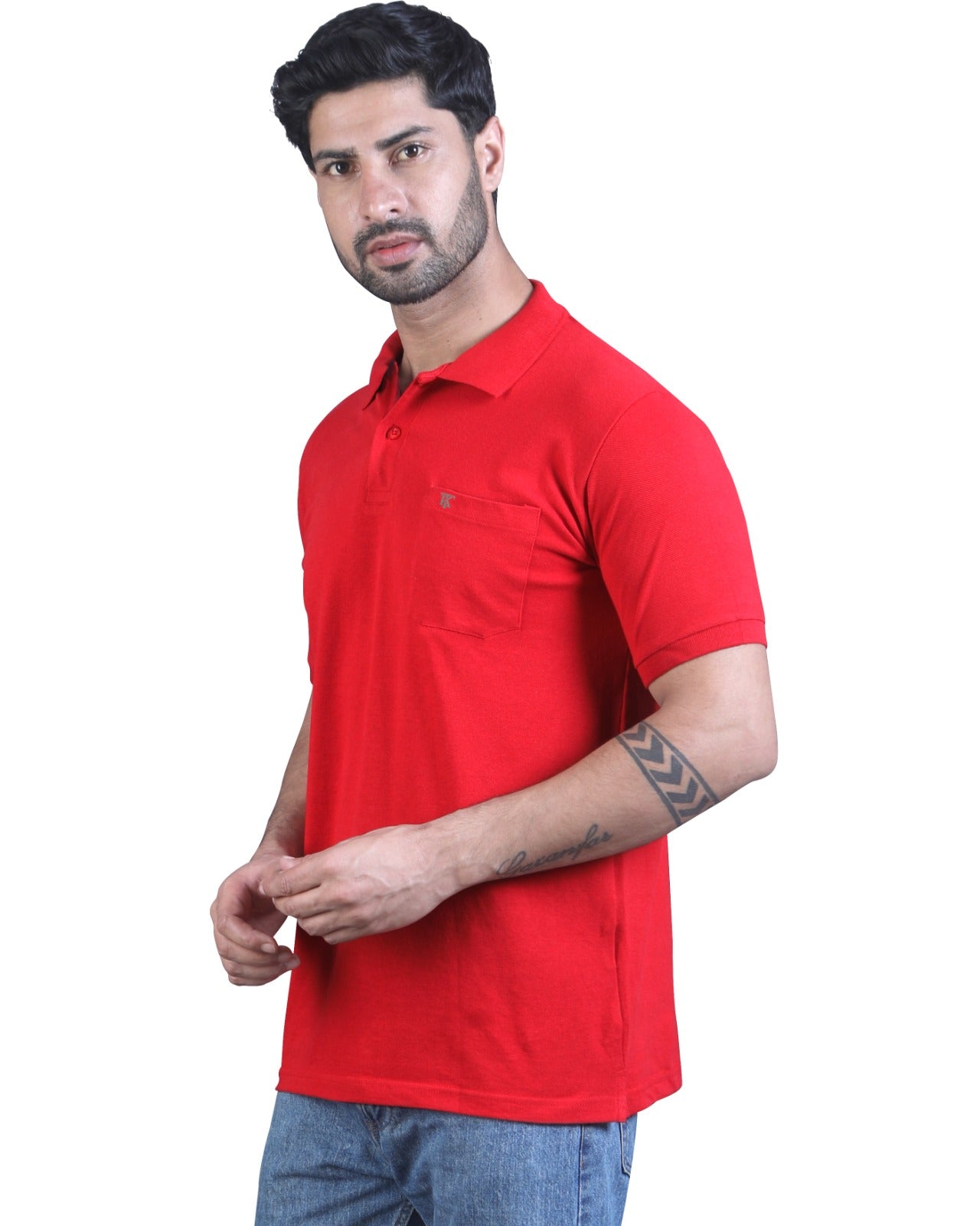 Mens Dry fit Scarleet Red Polo Tees with Pocket TK710